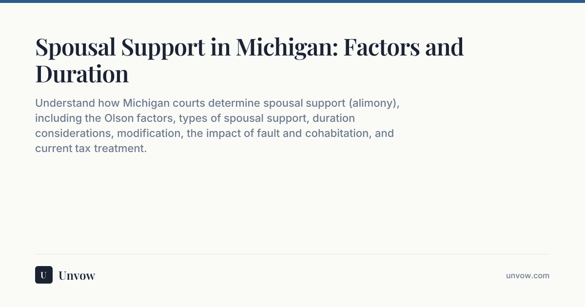 Spousal Support in Michigan: Factors and Duration | Unvow